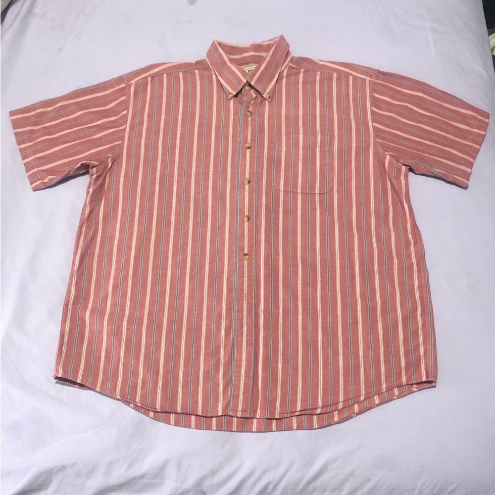 L.L Bean Vintage short sleeve red and grey stripped XL / Regular fit Mens